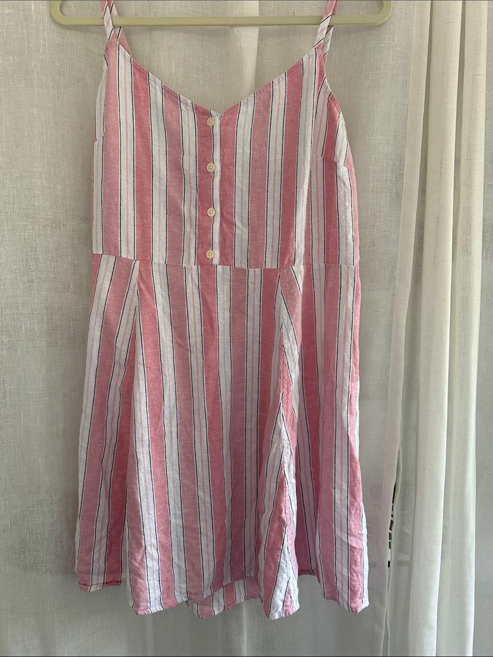 GAP Pink and White Vertical Stripe Skater Dress